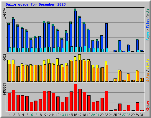 Daily usage for December 2025