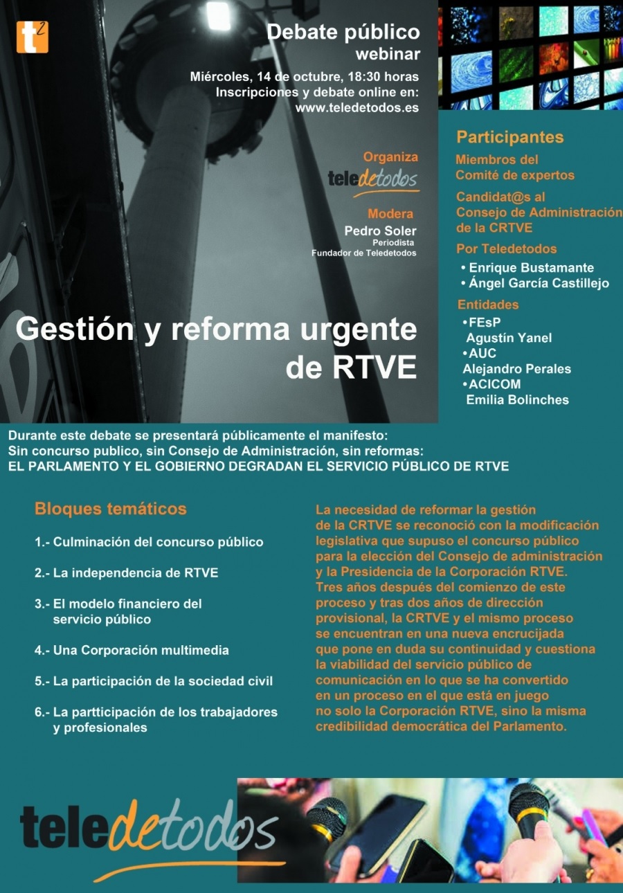 Francisco Sierra en un webinar sobre la reforma de RTVE