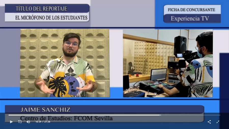 Jaime Sanchiz, estudiante de la FCom, participa en Experiencia TV de Canal Sur