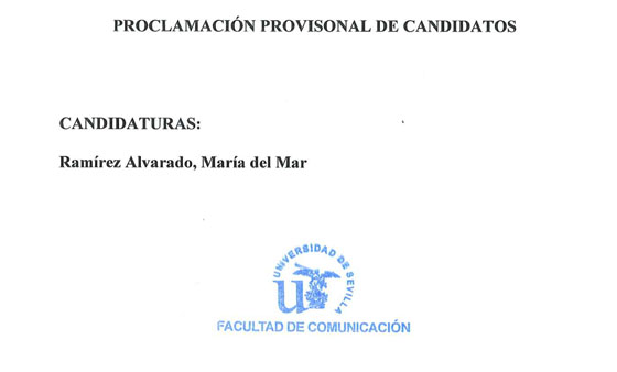 Proclamación Provisional de Candidatos