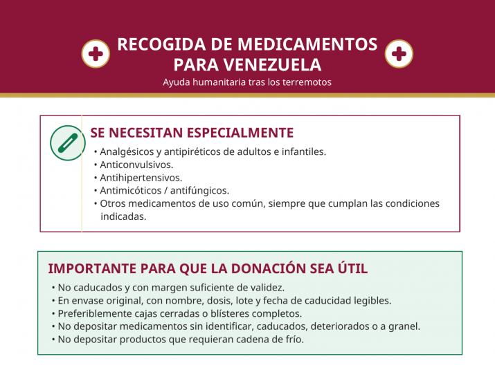 Campaña de recogida de medicamentos para las personas afectadas por los terremotos en Venezuela en la Facultad de Comunicación