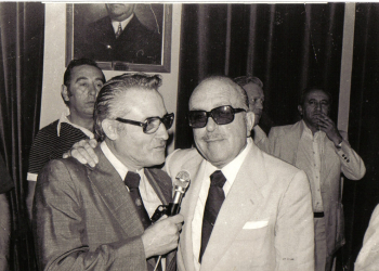 Con Matías Prats en Radio Sevilla en 1978. / ARCHIVO PERSONAL DE JUAN TRIBUNA.