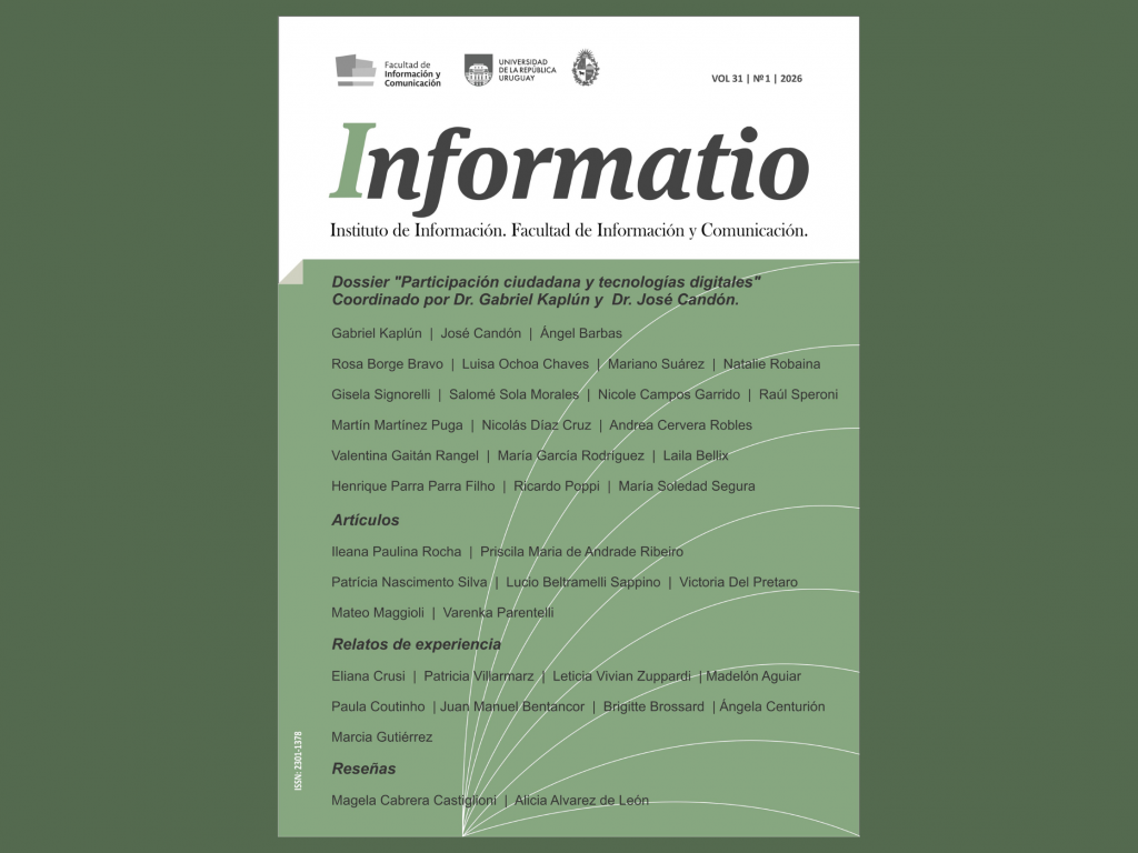 José Candón y Gabriel Kaplún publican el monográfico “Participación ciudadana y tecnologías digitales" en la revista Informatio
